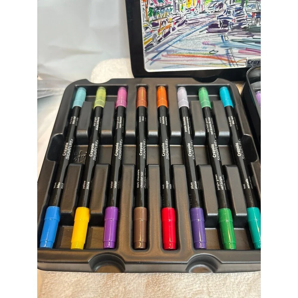 Crayola Signature Brush & Detail Dual Tip Markers 16ct New York City Tin New